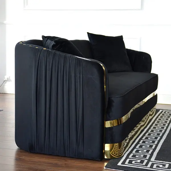 MADONNA modern black gold glamour New York-style upholstered sofa for living room
