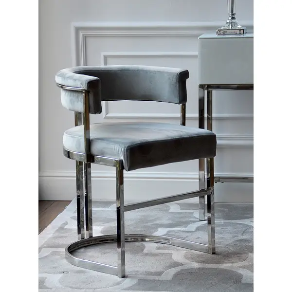 MARCO modern grey silver upholstered glamour chair for living and dining room