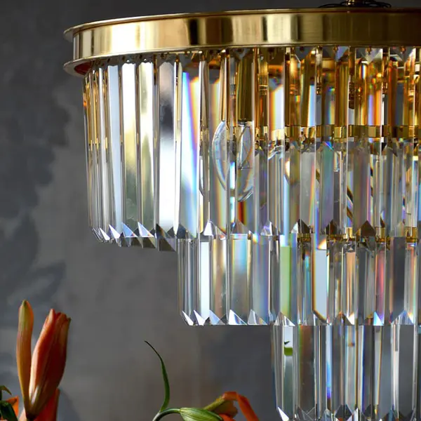 Żyrandol złoty GLAMOUR 50 cm kryształowy okrągły, nowoczesny, lampa wisząca