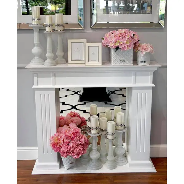 WIKA candlestick white patina glass