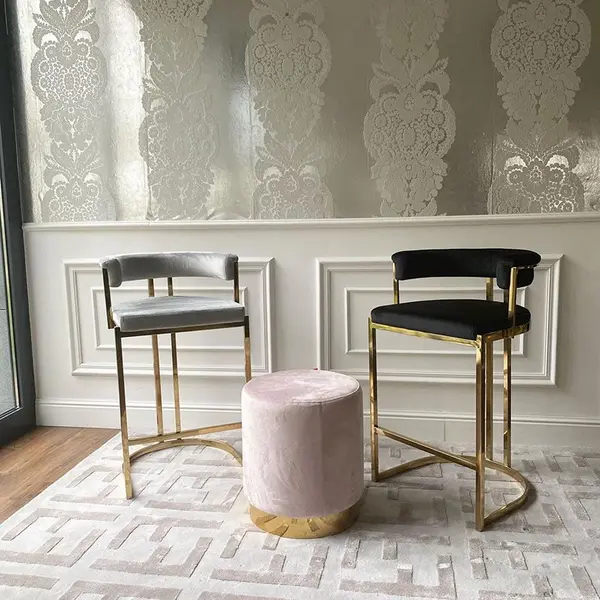 Hoker nowoczesny glamour do jadalni, barku, wyspy złoty szary MARCO OUTLET