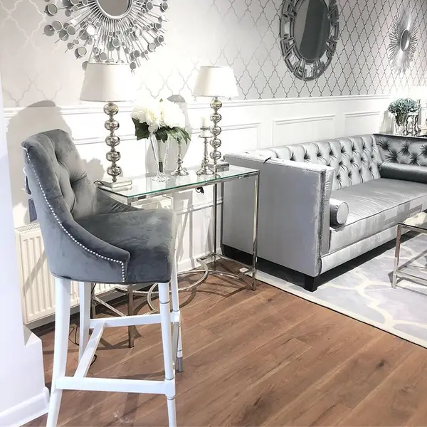 Stool glamour upholstered quilted bar for dining room Prince