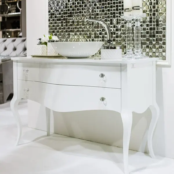 Komoda glamour łazienkowa drewniana stylowa o wysokim połysku styl glamour luksusowa czarna ELIZABETH