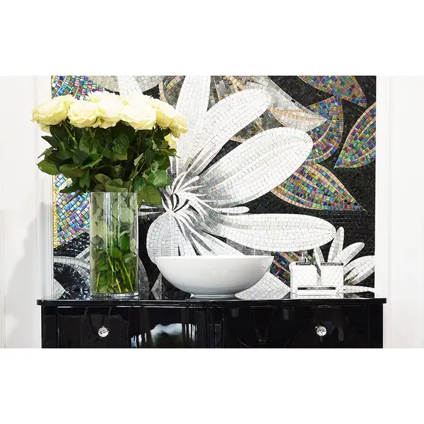 Komoda glamour łazienkowa drewniana stylowa o wysokim połysku styl glamour luksusowa czarna ELIZABETH