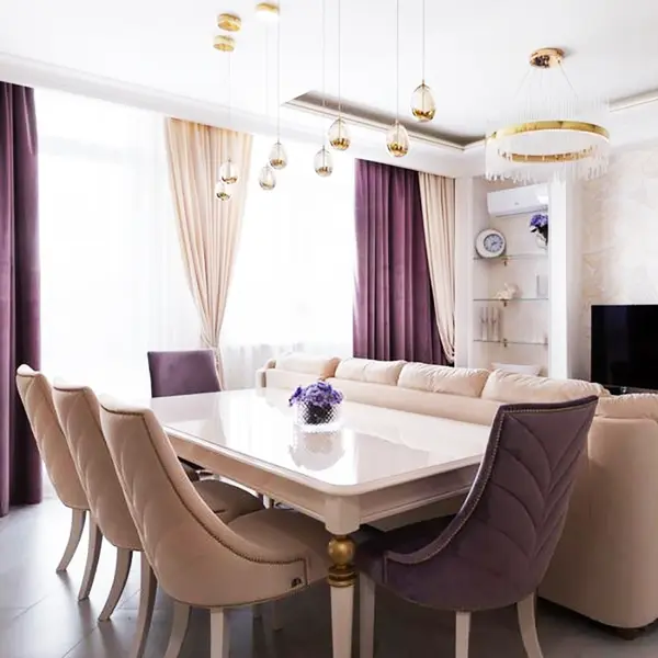 High gloss glamorous table, elegant white high gloss, light gold QUEEN