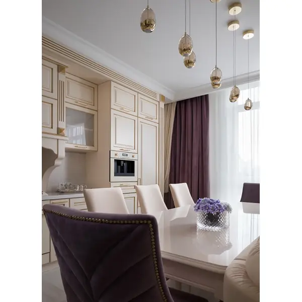 High gloss glamorous table, elegant white high gloss, light gold QUEEN