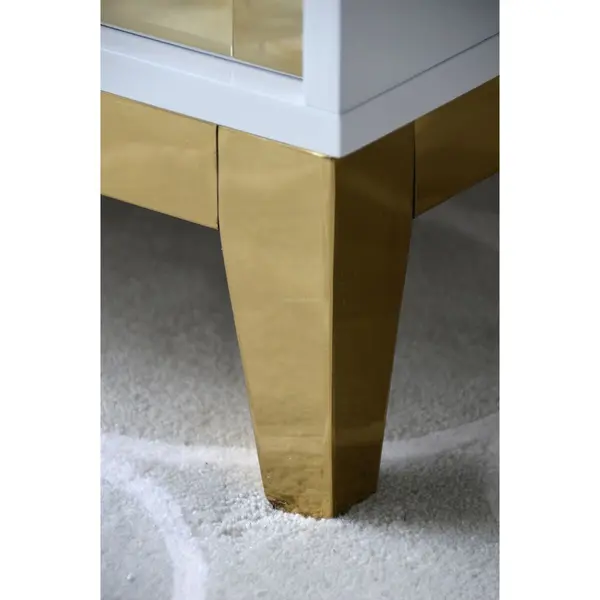 Glamour white gold lacquered bedside cabinet for bedroom Lorenzo S Gold OUTLET