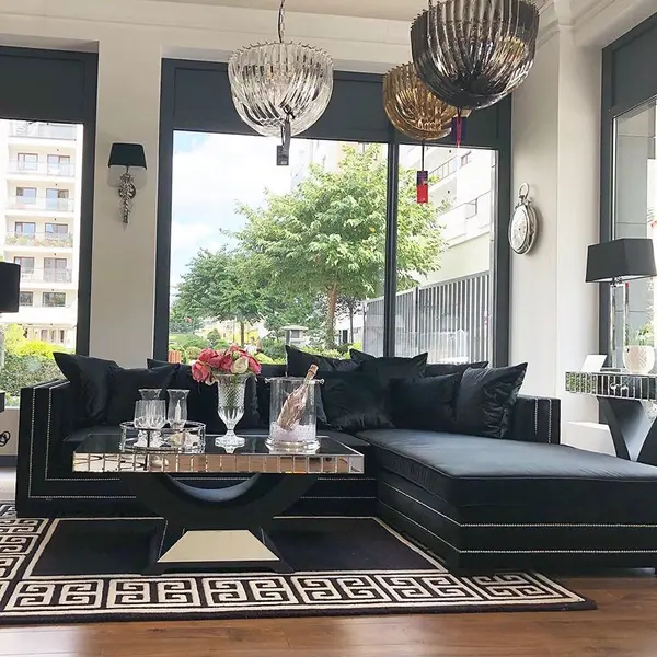 Aksamitny narożnik złoty, srebrny z funkcją spania nowoczesna kanapa narożna NERO