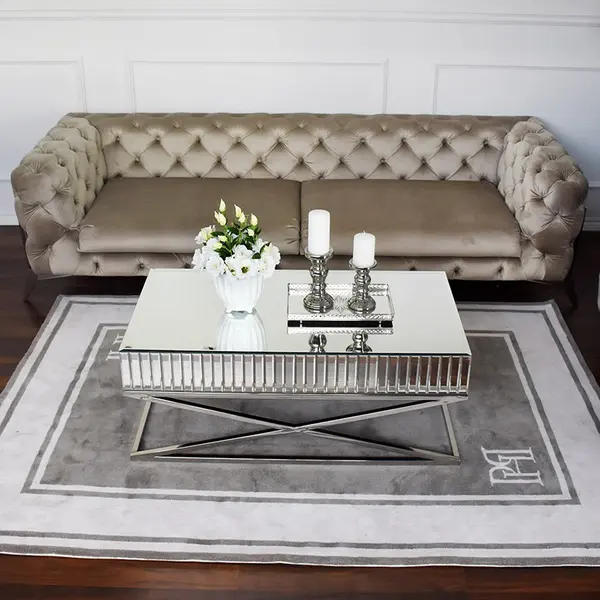 DIVA SILVER modern glamour black silver New York upholstered sofa