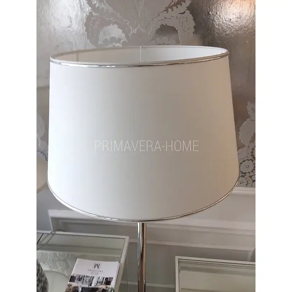 Abażur biały ze srebrną lamówką M 35 cm