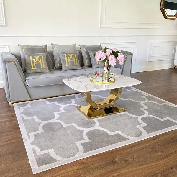 Modern Moroccan clover rug, gray MAROC