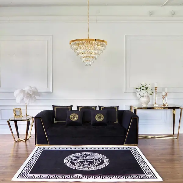 Konsola glamour złota z białym konglomeratem, nowoczesna, do salonu RALPH