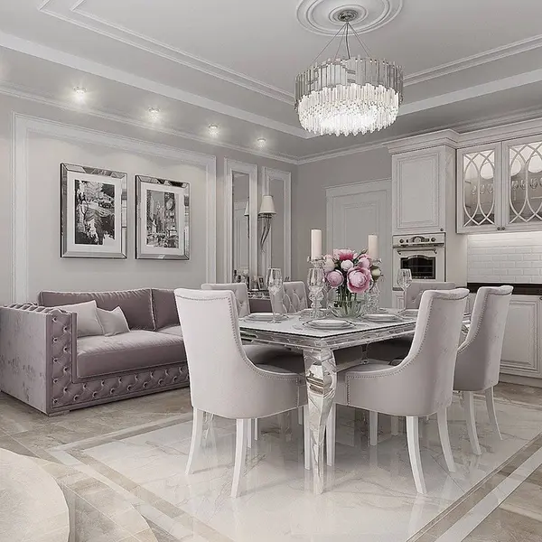 Crystal chandelier Glamour EMPIRE SILVER L 80cm