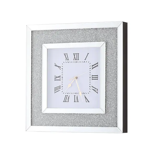 Wall clock PAOLA SILVER diamond mirrored 50x50 silver