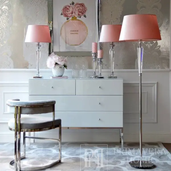 Lampa podłogowa glamour kryształowa stylowa nowoczesna podstawa srebrna TRINITY