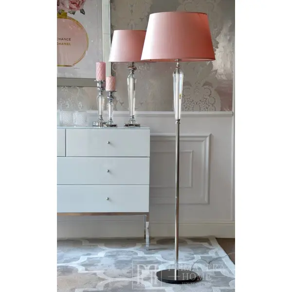 Lampa podłogowa glamour kryształowa stylowa nowoczesna podstawa srebrna TRINITY