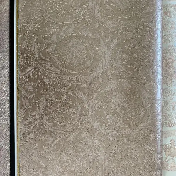 Tapeta geometryczna Versace Barocco Metallics jasny mosiądz