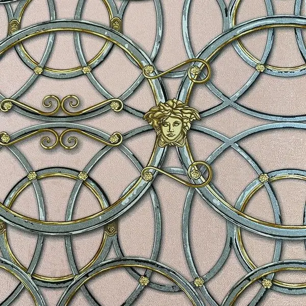 Tapeta glamour Versace IV styl barokowy stylowe koła na różowym tle