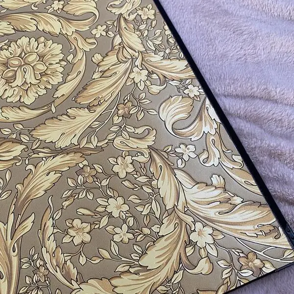 Tapeta Versace Barocco geometryczna ozdobna metaliczna złota w kwiaty