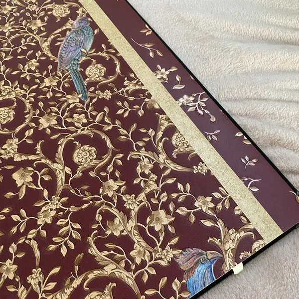 Tapeta glamour Versace Barocco Birds ornament ptaki, czerwony złoty