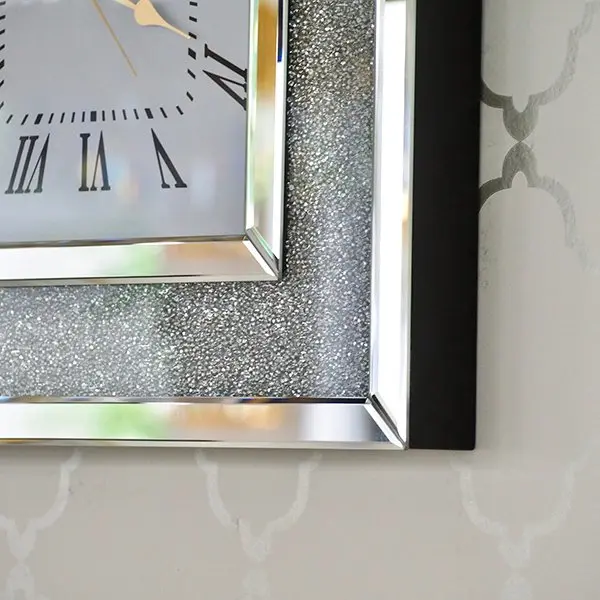 Wall clock PAOLA SILVER diamond mirrored 50x50 silver