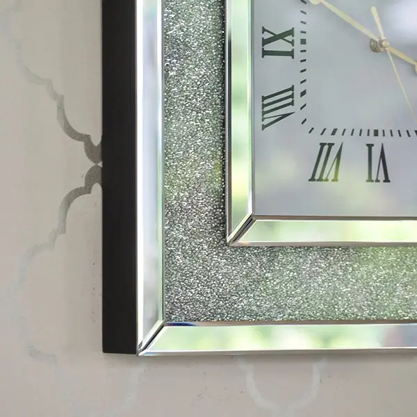 Wall clock PAOLA SILVER diamond mirrored 50x50 silver