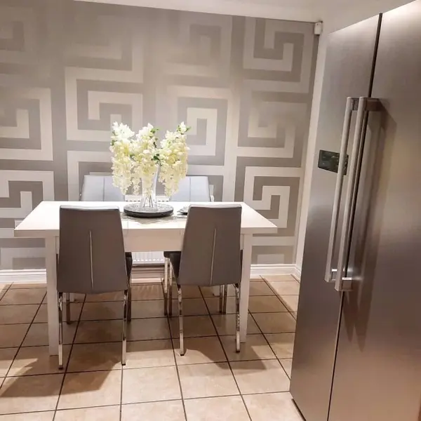 Versace GREEK glamor wallpaper geometric Greek silver satin pattern