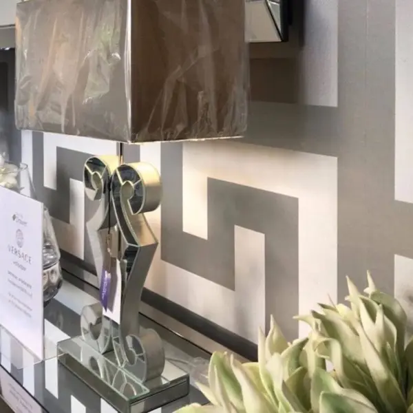 Versace GREEK glamor wallpaper geometric Greek silver satin pattern