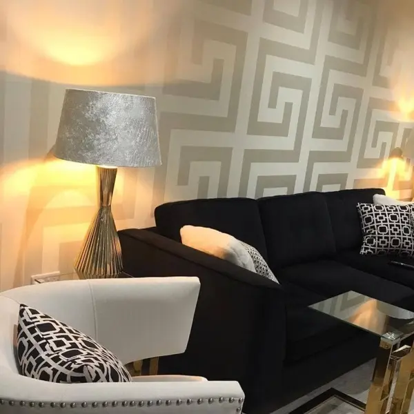 Versace GREEK glamor wallpaper geometric Greek silver satin pattern