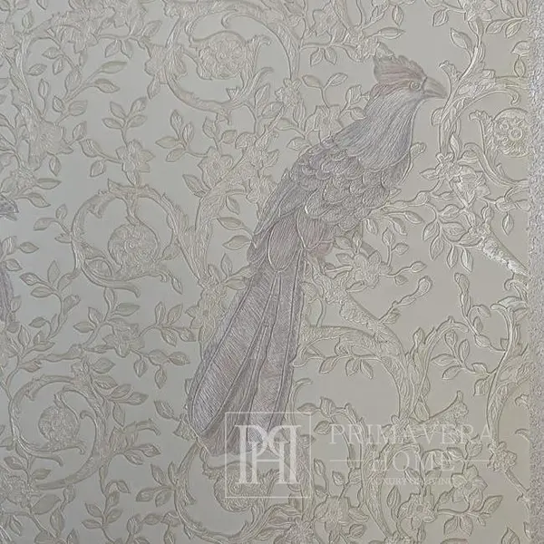 Tapeta glamour Versace Barocco Birds ornament ptaki, ecru