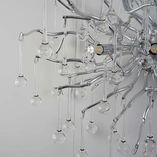 Kinkiet srebrny z kryształkami w stylu nowoczesnym, designerski ekskluzywny RAIN