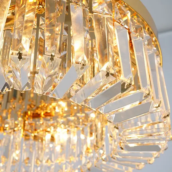 Plafon glamour kryształowy, nowoczesny do sypialni, przedpokoju, łazienki, złoty STELLA 50 cm