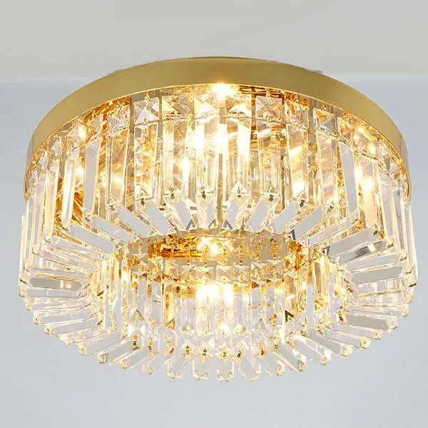 Plafon glamour kryształowy, nowoczesny do sypialni, przedpokoju, łazienki, złoty STELLA 50 cm