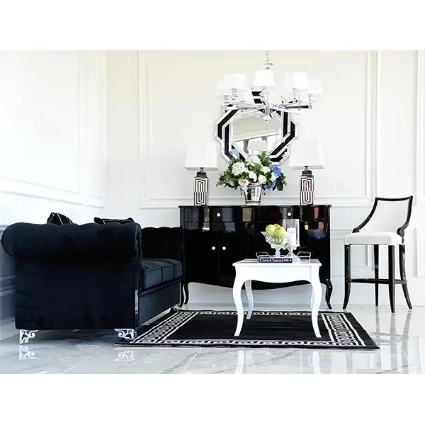 Lustro okrągłe DUNE BLACK SILVER geometryczne, srebrne czarne 85x85