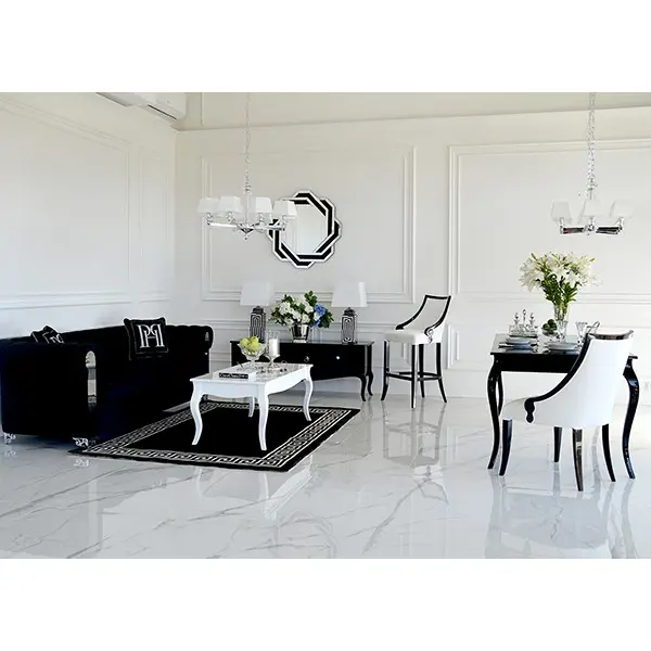 Stylish dining table white gloss, bent legs ELENA GLAMOR
