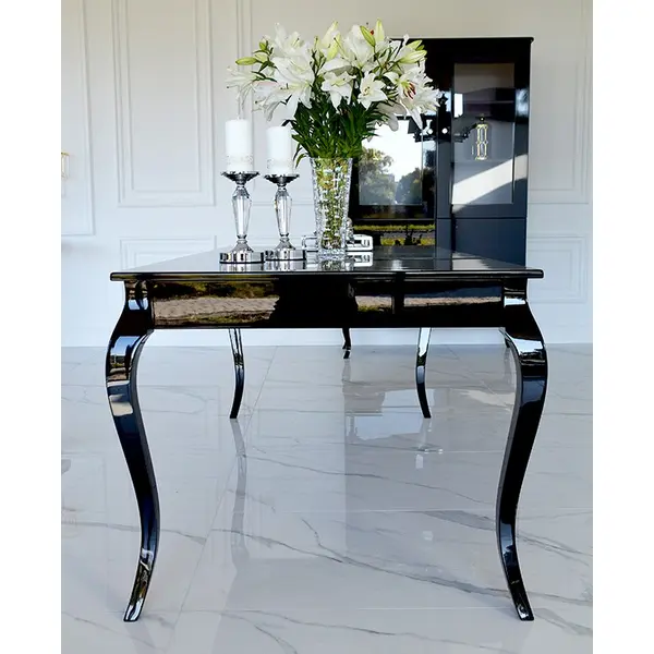 Stylish dining table white gloss, bent legs ELENA GLAMOR