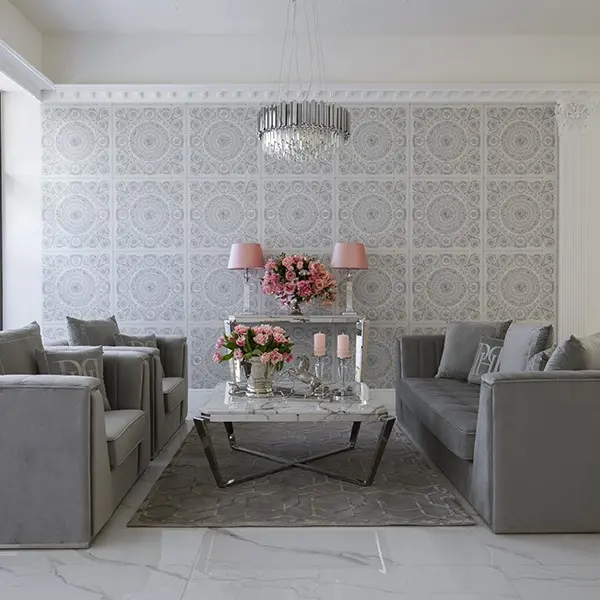 Modern glamor crystal chandelier on chains for the living room, round 60 cm EMPIRE SILVER  OUTLET