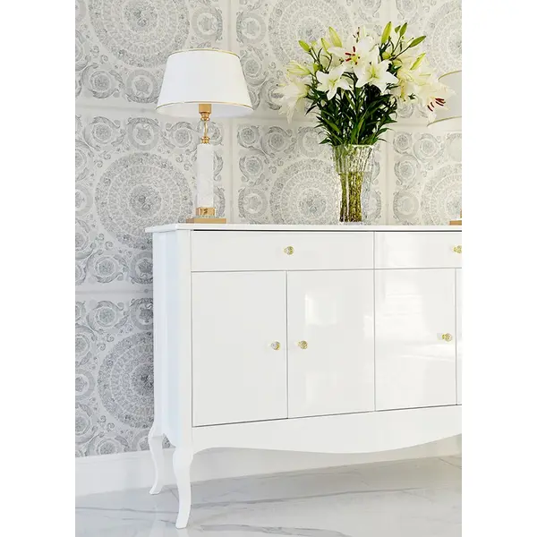 Chest of drawers ELENA GLAMOR , bent legs with drawers, white