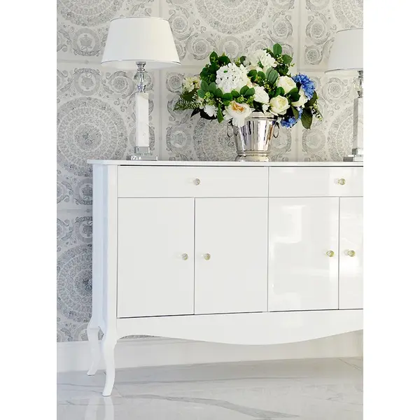 Chest of drawers ELENA GLAMOR , bent legs with drawers, white