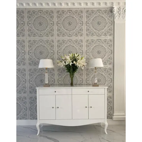 Chest of drawers ELENA GLAMOR , bent legs with drawers, white