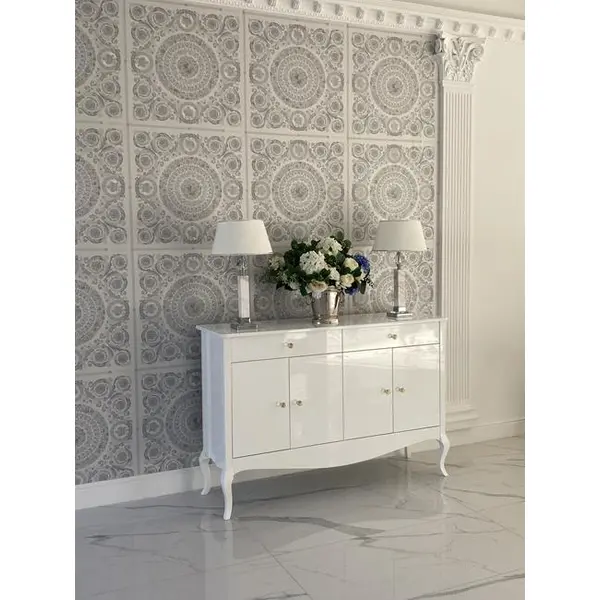 Chest of drawers ELENA GLAMOR , bent legs with drawers, white