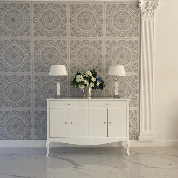 Chest of drawers ELENA GLAMOR , bent legs with drawers, white