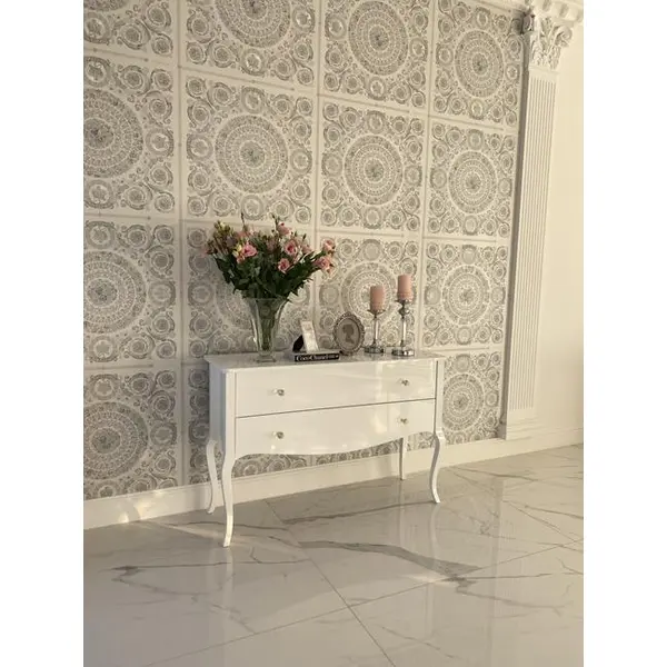 Komoda glamour łazienkowa wysoki połysk ELENA biała, gięte nogi, luksusowa, stylowa, nowoczesna , nowojorska