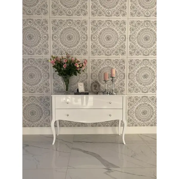 Komoda glamour łazienkowa wysoki połysk ELENA biała, gięte nogi, luksusowa, stylowa, nowoczesna , nowojorska