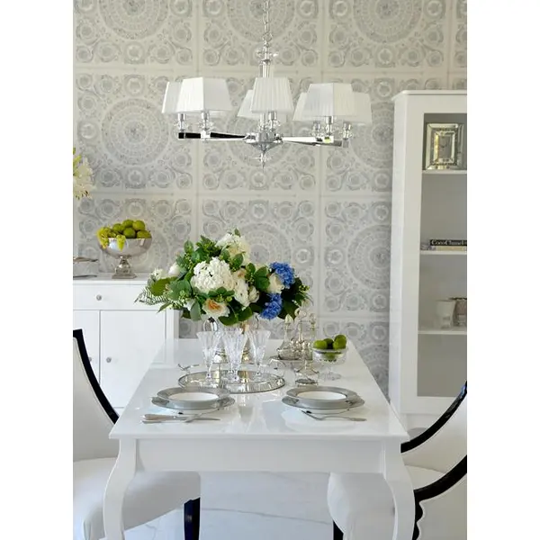 Stylish ELENA GLAMOR dining table, bent white legs