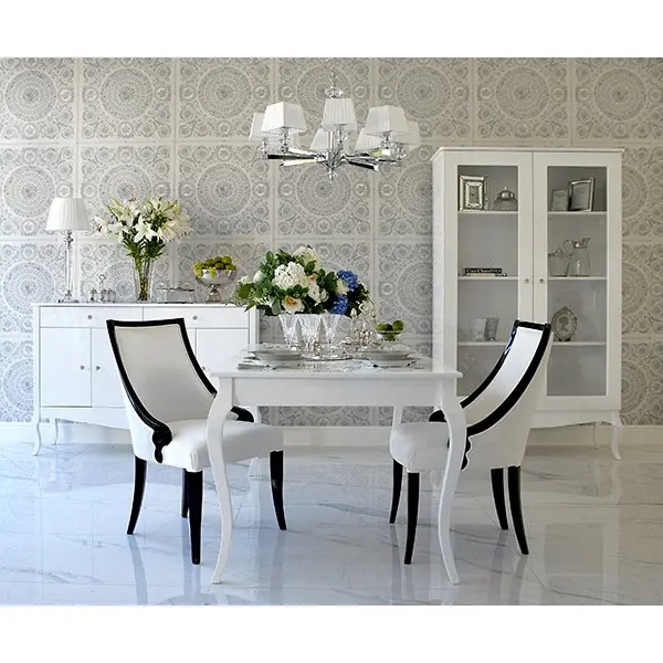 Glass showcase for the living room, white, bent glossy legs ELENA GLAMOR