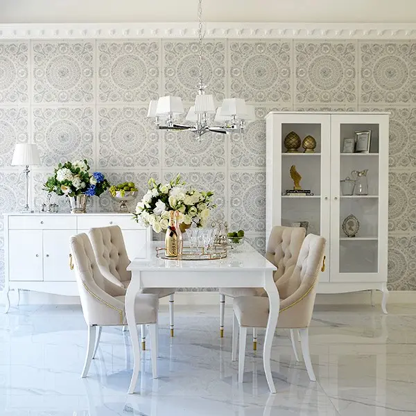 Glass showcase for the living room, white, bent glossy legs ELENA GLAMOR