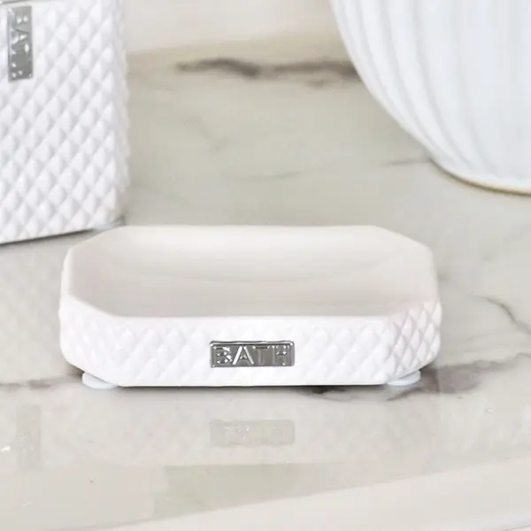 Ceramiczna mydelniczka srebrna biała Lene Bjerre