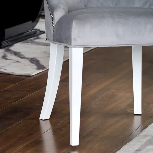 Krzesło glamour z pikowanym oparciem, klasyczne, do jadalni, z kołatką, nowojorskie, nowoczesne, srebrne PRINCE II