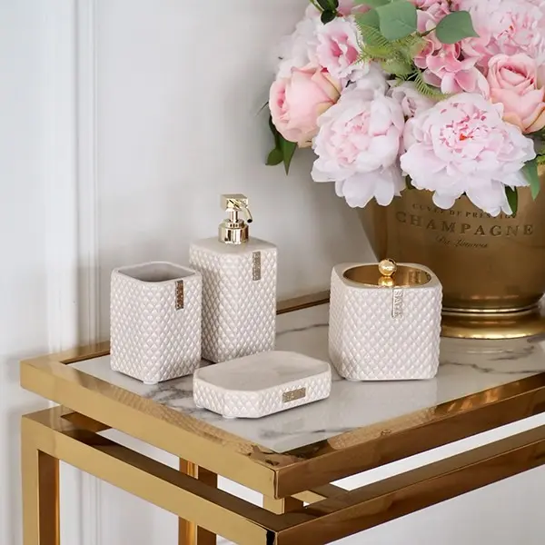 Ceramic golden soap dish caramel beige Lene Bjerre